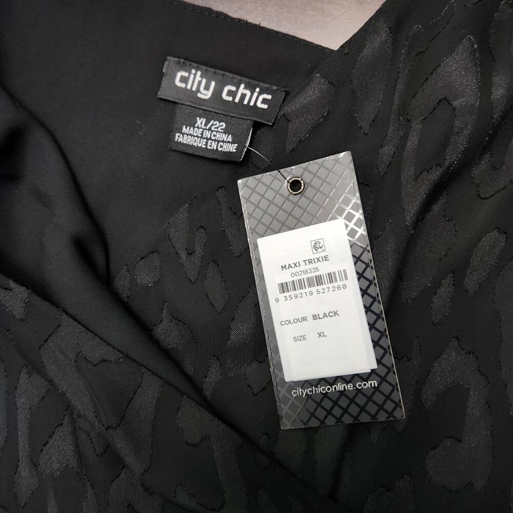 NWT City Chic Maxi Trixie Black Leopard Print Faux Wrap Dress Size XL - Picture 5 of 9